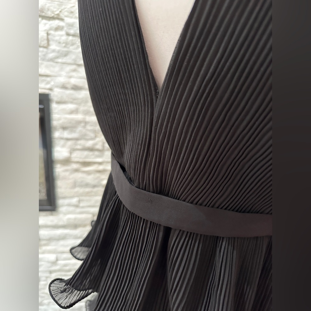 NWT IEENA for MAC DUGGAL 49054 Black Sleeveless Ruffle Tiered V Neck Gown sz 12 - Picture 7 of 9